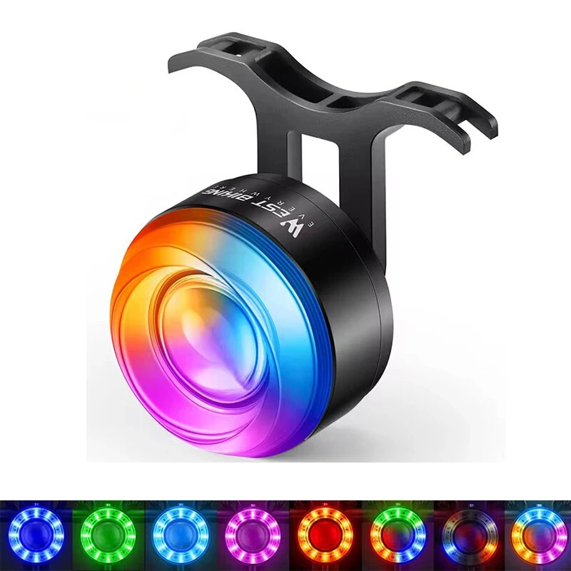 (image for) WEST BIKING Smart Brake Sensing Bike Taillight 400mAh Battery 8 Lighting Modes Waterproof Type-C Rechargeable Vibration Sensor Memory Function Colorful Bicycle Rear Light