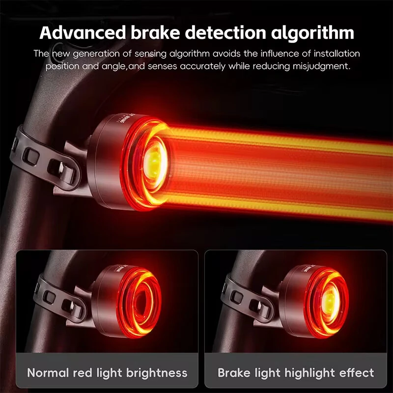 (image for) WEST BIKING Smart Brake Sensing Bike Taillight 400mAh Battery 8 Lighting Modes Waterproof Type-C Rechargeable Vibration Sensor Memory Function Colorful Bicycle Rear Light