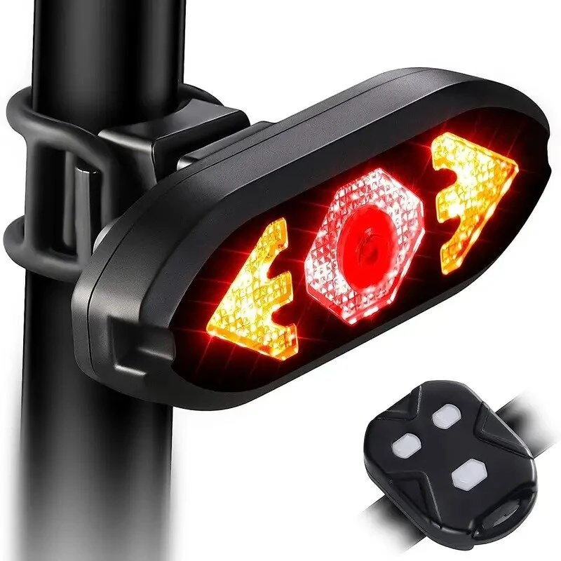 (image for) West Biking Smart 2-in-1 Bicycle Rear Light Wireless Remote Control 5 Light Modes Turn Signal Lights Bike bell horn Cycling Mini Taillight for Night Riding