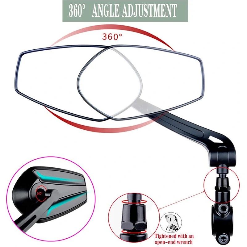 (image for) XANES 1 Pair HD View MTB Road Bike Mirrors 360° Adjustable Handlebar Rearview Mirror for Bicycle Motorcycle Accessories Rear Mirror