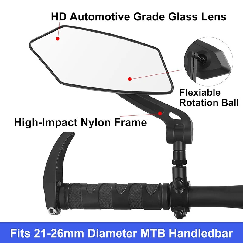 (image for) XANES DH005 Bicycle Left Rear View Mirror Wide Range High-Definition Rear View Mirror Cycling Adjustable Bike Mirror for E-bike Scooter Motorcycle