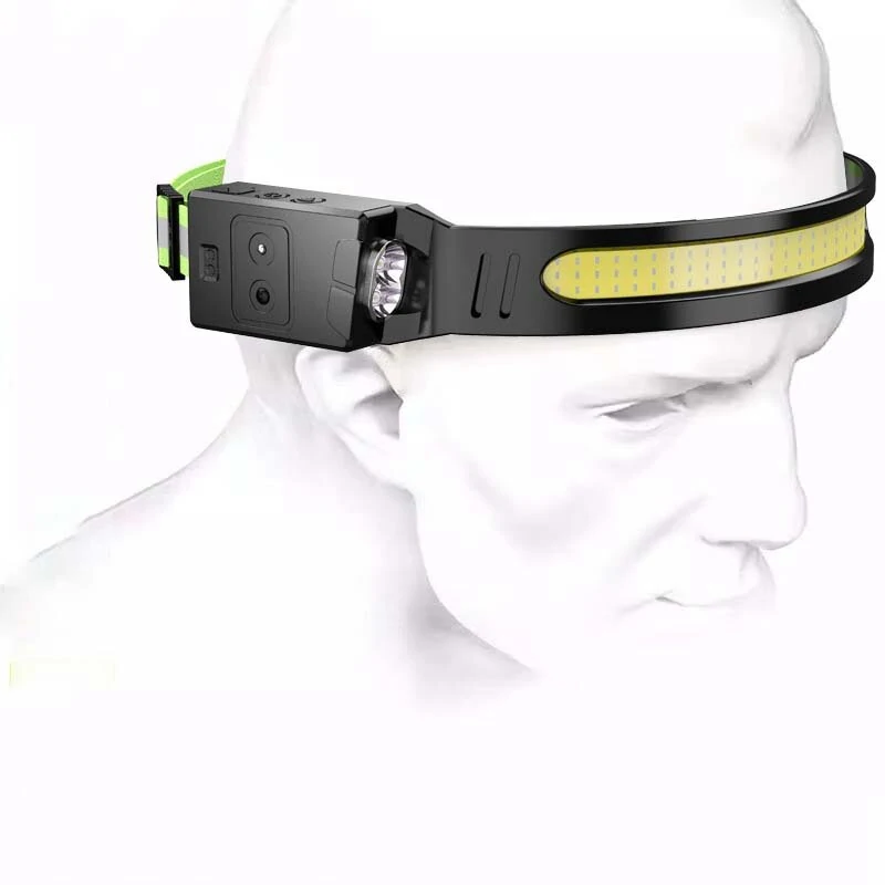 (image for) ZTTO 350LM COB Wave Sensor Smart LED Headlamp With USB Rechargeable Battery Yellow/Blue AUX Light Waterproof Head Lamp For Running Fishing Hunting Outdoor Flashlight Work Light Torch