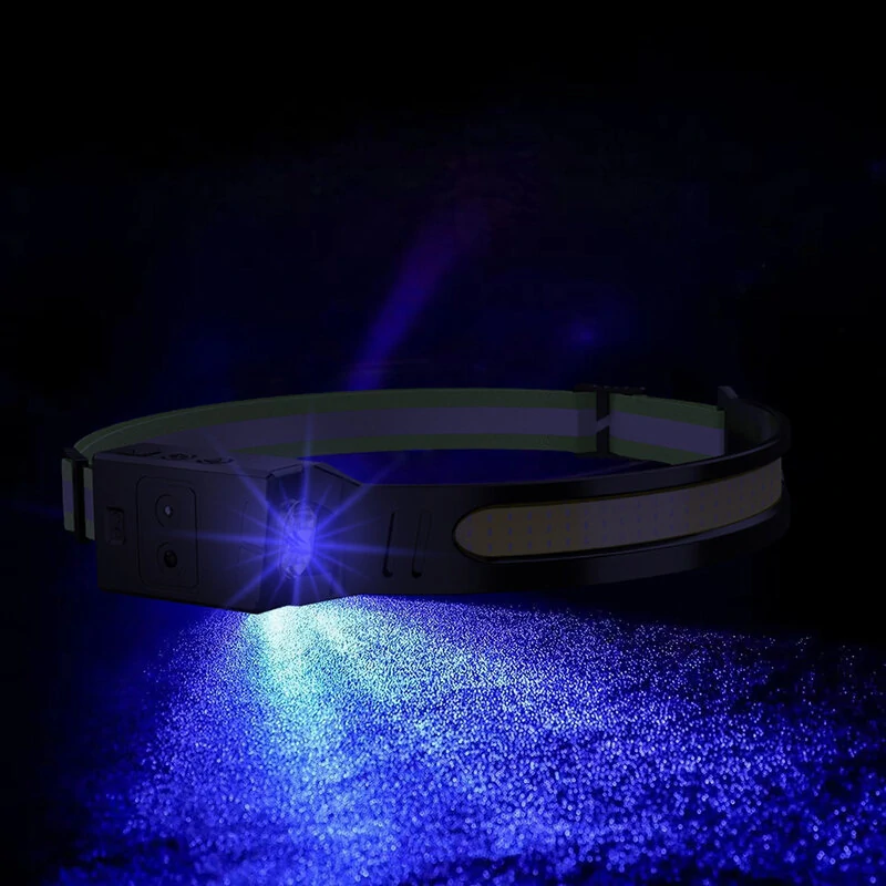 (image for) ZTTO 350LM COB Wave Sensor Smart LED Headlamp With USB Rechargeable Battery Yellow/Blue AUX Light Waterproof Head Lamp For Running Fishing Hunting Outdoor Flashlight Work Light Torch