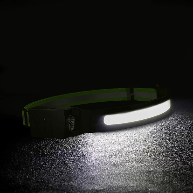 (image for) ZTTO 350LM COB Wave Sensor Smart LED Headlamp With USB Rechargeable Battery Yellow/Blue AUX Light Waterproof Head Lamp For Running Fishing Hunting Outdoor Flashlight Work Light Torch