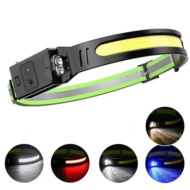 (image for) ZTTO 350LM COB Wave Sensor Smart LED Headlamp With USB Rechargeable Battery Yellow/Blue AUX Light Waterproof Head Lamp For Running Fishing Hunting Outdoor Flashlight Work Light Torch